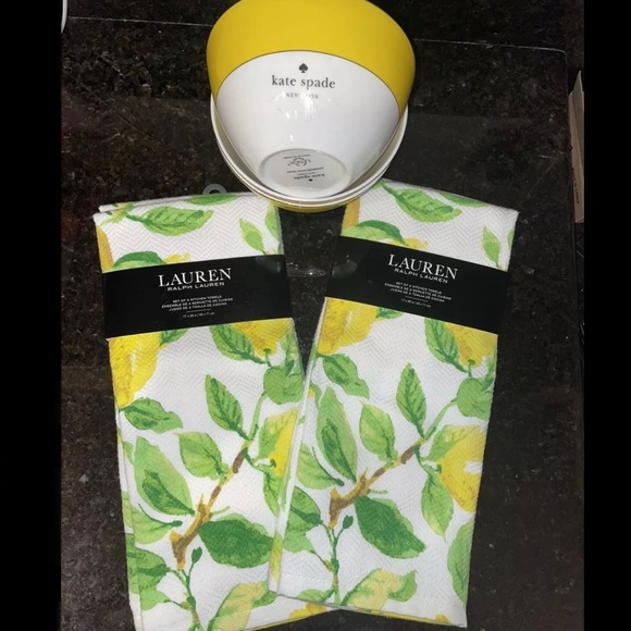 🎉HP🎉Lauren Ralph Lauren 8pc Lemon Kitchen Set—4 Towels 2 mats 2 mini mitts🍋 - Picture 6 of 15